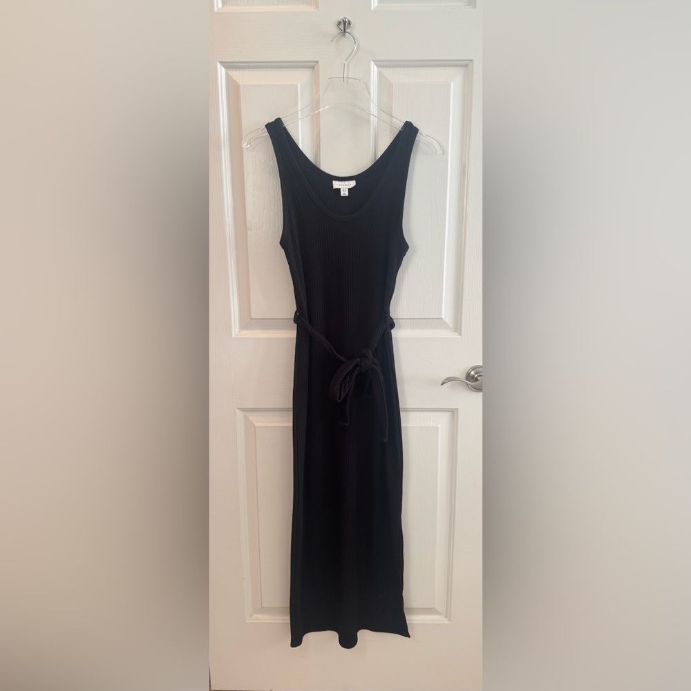 Topshop Ribbed Black Maxi Dress